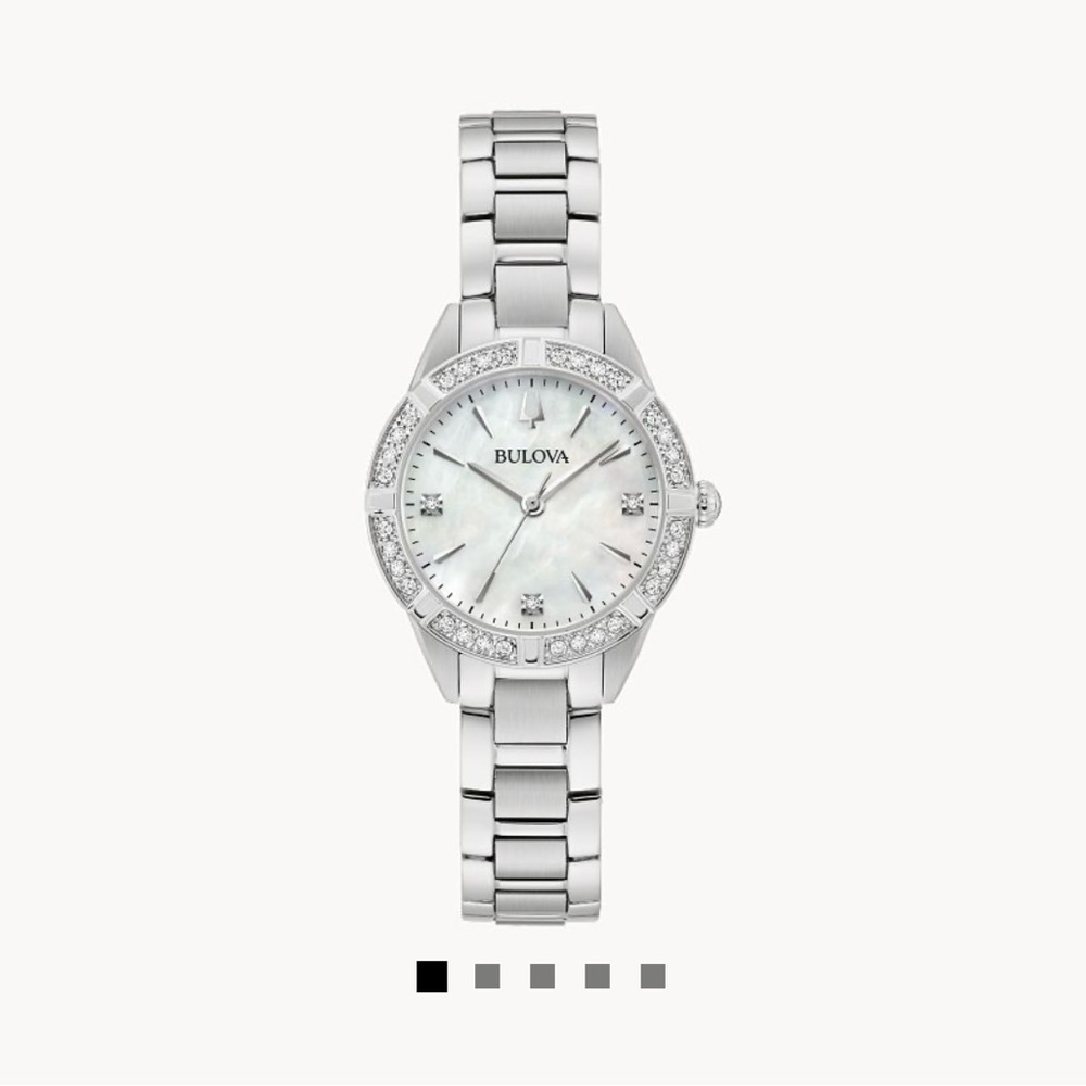 Bulova Silver Watch with Crystal Accents